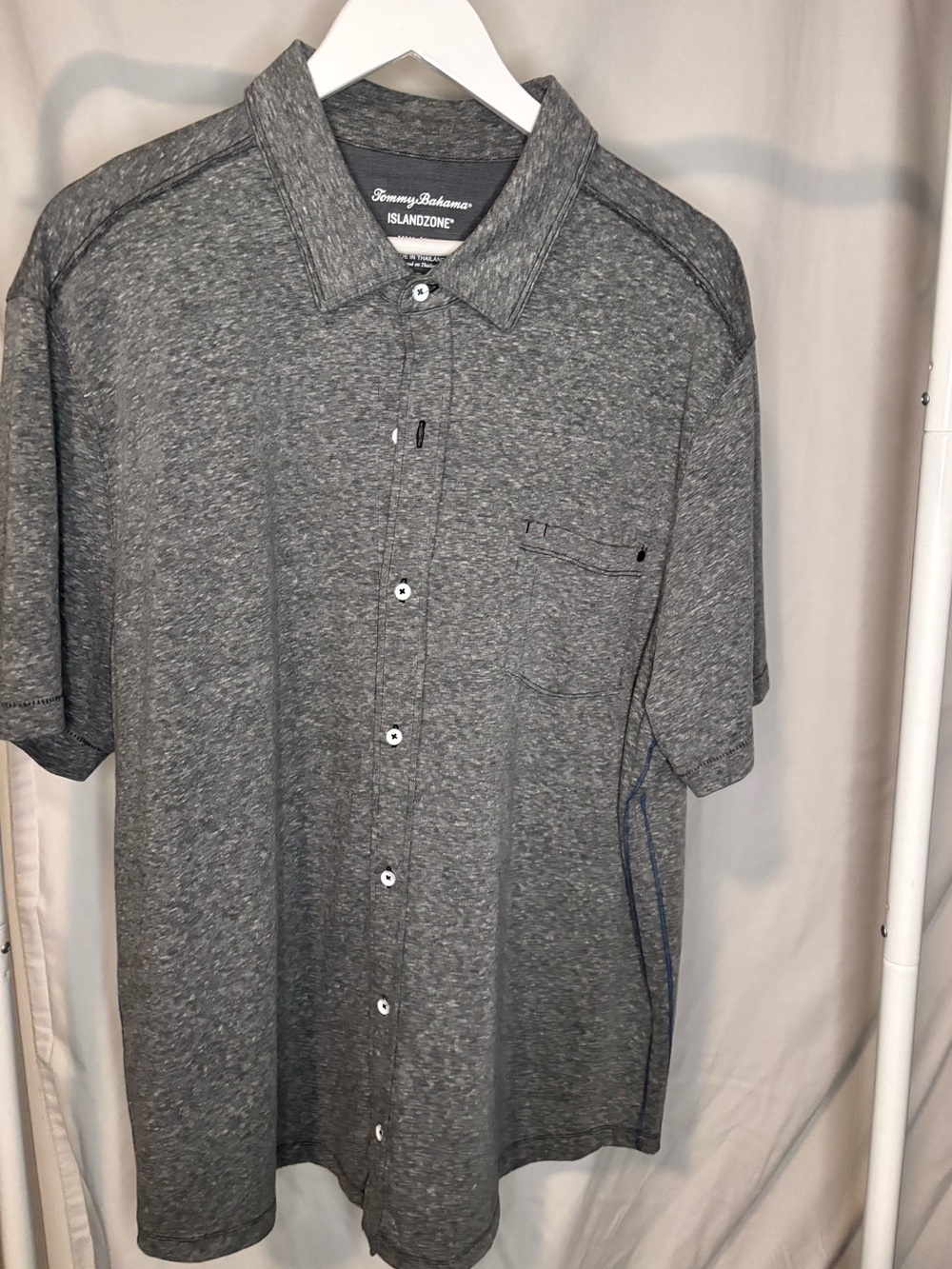 Tommy Bahama Men's Gray Heather Short-Sleeve Button-Down Shirt